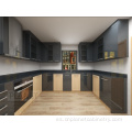 Diseño de gabinetes de cocina de madera maciza de alta calidad Espresso